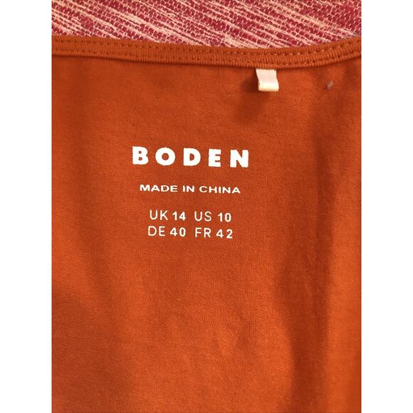Boden Scoop Neck Short Sleeve Top Size 10 Orange Casual Colorful Soft Stretch - Picture 4 of 5
